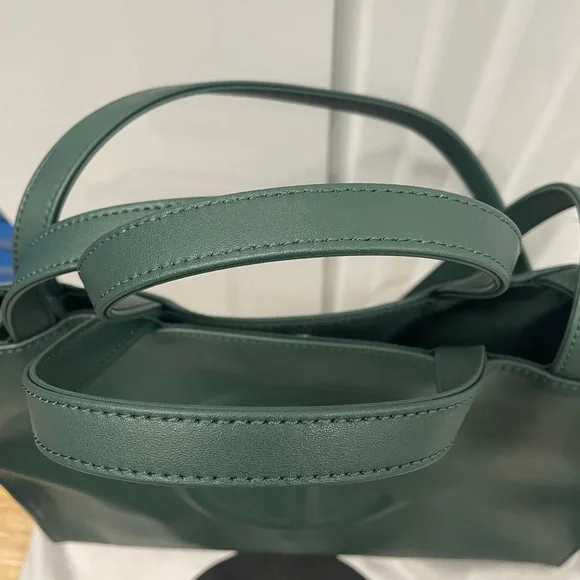 Telfar Large Shopping Bag Green Vegan Leather Tote Crossbody + Dust Bag - Picture 3 of 10
